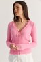 Women's Pink Lace Detailed V-Neck Bodycon Knitwear Cardigan Th261013 60286608 - 3