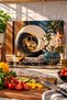 Glass Cutting Board with Gold Detailing, Black and White Marble Theme - Glass Cutting Board |   30cm X 40cm - 2