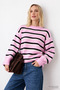 Women's Oversize Striped Soft Textured Pink Sweater-00553667