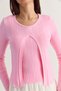 Women's Pink 2-Piece Accessory Detailed Ribbed Knitwear Blouse and Undershirt Cashmere Textured Set Tt261011 60286613 - 6