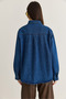 Women's Dark Blue Asymmetrical Collar Buttoned Oversize Denim Shirt 2706 60286618 - 7