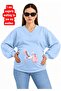 3 Yarn Combed Cotton Baby Printed Pregnant Women's V-Neck Sweatshirt Jr3