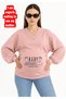 3 Yarn Combed Cotton Baby Loadi̇ng Printed Pregnant V-Neck Sweatshirt Jr2