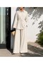 Wide Sleeve Belted Trouser Suit - 61858 - Cream