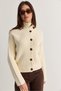 Women's Beige Turtleneck Button Detailed Knitted Sweater Cardigan Cln40 60286617 - 6