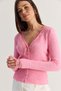 Women's Pink Lace Detailed V-Neck Bodycon Knitwear Cardigan Th261013 60286608 - 6