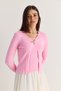 Women's Pink 2-Piece Accessory Detailed Ribbed Knitwear Blouse and Undershirt Cashmere Textured Set Tt261011 60286613 - 2