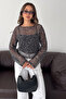 Women's Sequined Transparent Blouse and Strappy Tank Top 2-Piece Set - 4