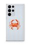 Samsung Galaxy S23 Ultra Compatible Transparent Phone Case with Crab Pattern
