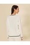 Women Ivory Textured Crew Neck Sweater - 3