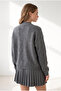 Women's Anthracite Daisy Buttoned Soft Textured Knitwear Cardigan Hrk-19000517 - 6