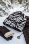 Women's Zebra Patterned Soft Plush Beanie Soft Textured Folded Winter Snow Beanie - 8
