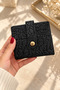 Women's Glittery Silvery Multi-Compartment Snap Fastener Card Holder & Wallet