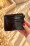 Women's Leather-Look Card Holder with Keychain and Zipper - 3
