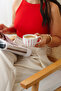 Bloom Red Line 200 ml Handmade Ceramic Mug - 2