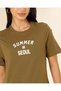 Women Olive Slogan T-Shirt - 4