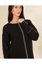 Women Black Knitted Round Neck Long Sleeve Sweater - 4