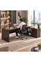 مكتب كمبيوتر كبير مع خزانة تخزين وأرفف مفتوحة، محطة عمل مكتبية حديثة مع نظام إدارة الكابلات، طاولة دراسة للمنزل والمكتب - 3