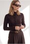 Women's Bitter Brown Pleated Detailed Stretchy Knitwear Blouse Blz-19003471 - 5