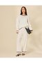 Women Ivory Textured Crew Neck Sweater - 2