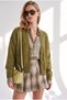 Women's Oil Green 3 Button Pocket Basic Knitwear Cardigan Hrk-19000514 - 3