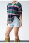 Polo Collar Striped Thin Sweatshirt - 2