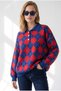 Women's Saks Blue Polo Collar Buttoned Baklava Knitwear Sweater Kzk-19001185 - 3