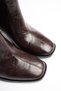 Women's crocodile embossed coffee brown winter boots with 7 cm chunky heel tr08mk03c - 5