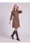 Women's Brown Suede Collared Zipper Dress - 2