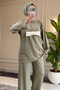6657 - Stylish, Comfortable, Loose-Fitting Viscose Soft Modal Fabric Hooded Detailed Peach Fabric Garnished Women's Set - 4