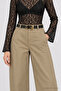 Gold Buckle Faux Leather Belt Lkm0011 Black - 2
