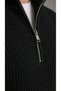 Men's Half Zipper Mock Neck Corded Fabric Slim Fit Knitwear Sweater - 2