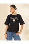 Women Black Printed Interlock T-Shirt