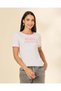 Women White Printed Ribbed T-Shirt