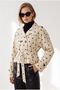 Women's Ecru Lined Polka Dot Crop Trench Coat Trc-00000016 - 5