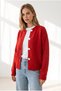 Women's Red Daisy Buttoned Soft Textured Knitwear Cardigan Hrk-19000517 - 4