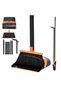 Broom and Dustpan Set, Cleaning Supplies Broom and Dustpan Set for Home, Long Stainless Steel Handle Brooms with Upright Dustpan Combo Set for Home Office Kitchen Lobby Floor Cleaning
