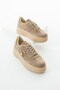 Women's Cream Medium High Sole Buckle Comfortable Walking Shoes - 3