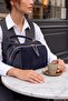 Women's Genuine Leather Suede Textured Zippered Long Strap Hand and Shoulder Bag Urelis Navy Blue Suede - 4
