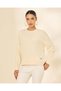 Women Beige Plain Crew Neck Sweatshirt