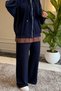 6653 - Stylish Comfortable Loose Viscose Soft Modal Fabric Peach Fabric Garnished Zippered Hooded Women's Set - 8