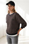 Women's Brown Leopard Heart Embroidered Embroidered Sweatshirt Swt-19000809 - 4