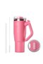 Temp Guard Vacuum Insulated Travel Mug – 180° Rotating Handle Tumbler, 24H Cold & 12H Hot Retention, 1200ml - Rose Red
