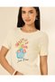 Women Cream Printed Ribbed T-Shirt - 4