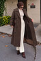 Belted Shoulder Pad Detailed Cashmere Coat Tsd260317 Brown - 4