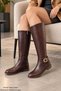 Majesty Zippered Belt Buckle Flat Sole Casual Women's Riding Boots - 7
