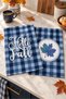 Autumn Blue Blue Plaid and Leaf Pattern 2-Piece Kitchen Towel Set 35X55 - 6
