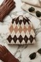 Women's Diamond Patterned Soft Plush Beanie Soft Textured Folded Winter Snow Beanie - 2