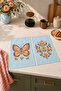 Winged Flower Light Blue Butterfly and Floral Pattern 2-Piece Kitchen Towel Set 35X55 - 3