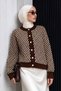 Houndstooth Patterned Knitwear Cardigan Tsd260319 Brown
